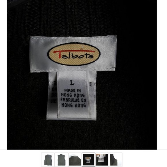 Talbot 100% Wool Army Green Zip Up women sz L Vest - Picture 4 of 7